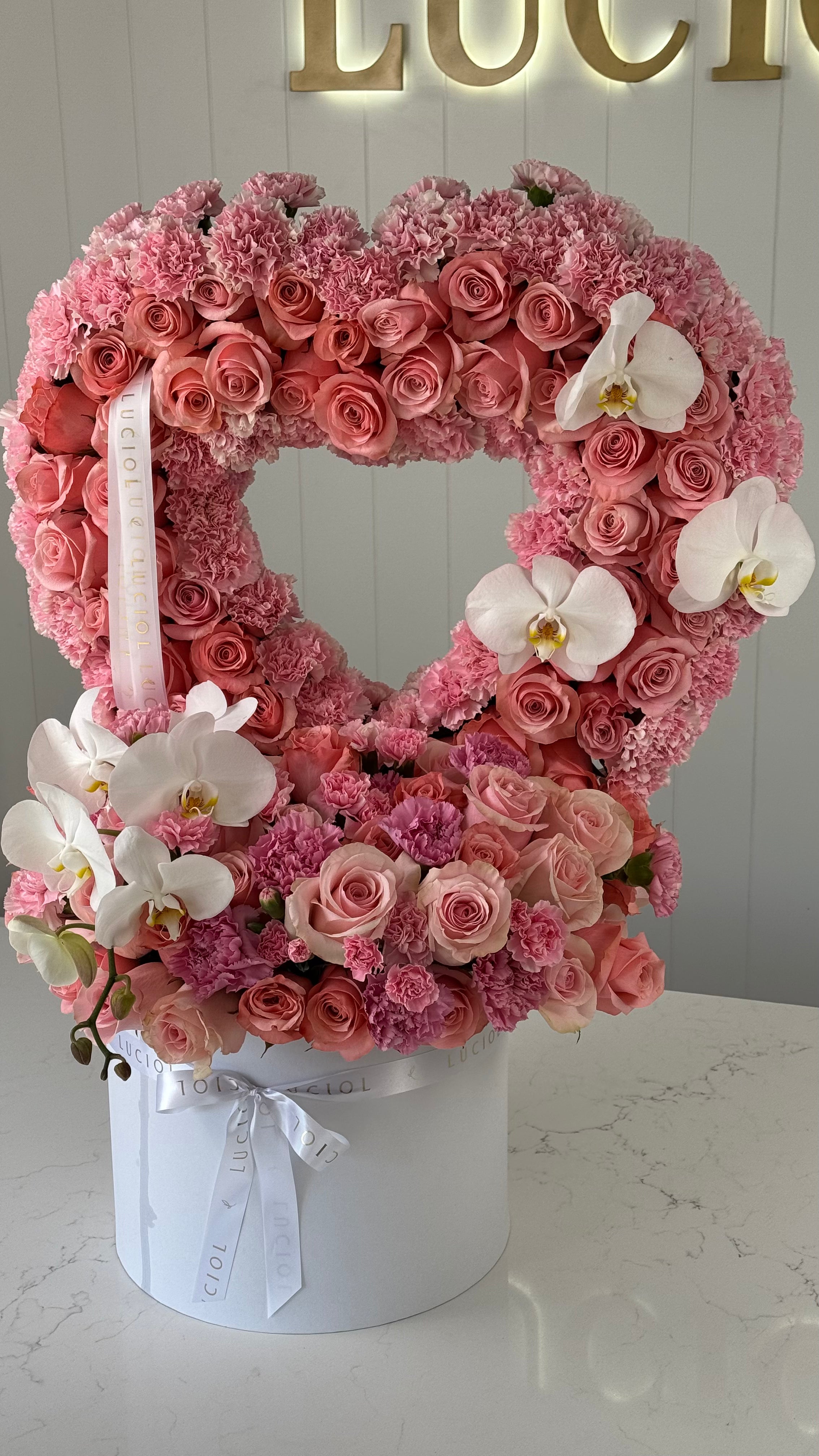 Enchanted Box heart-shaped flower arrangement โ Luciol Bouquets Seattle Bellevue Kent