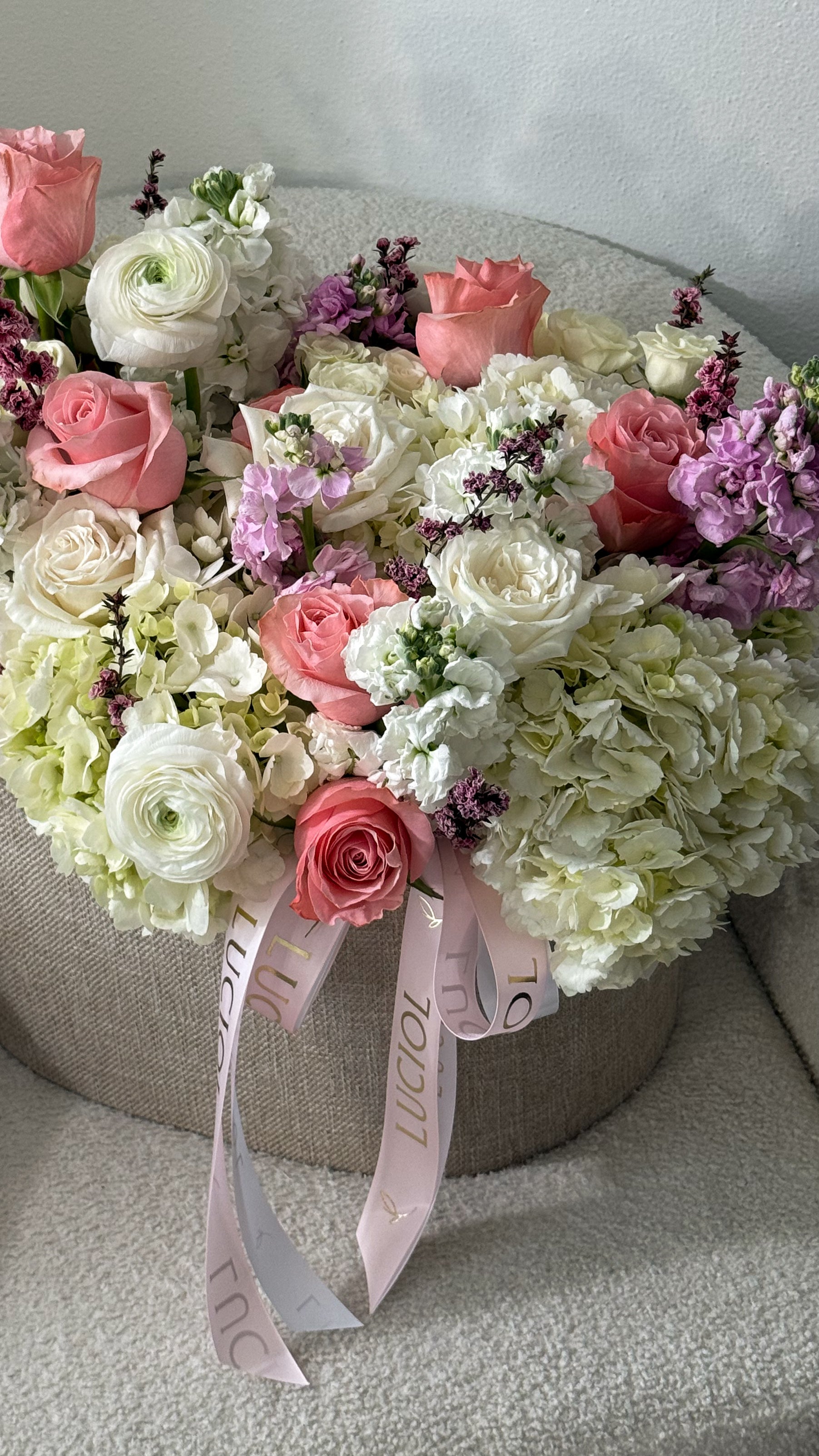 Blush Harmony” Flower Basket