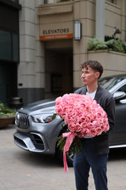 Pink garden roses Valentine’s Day bouquet with delivery