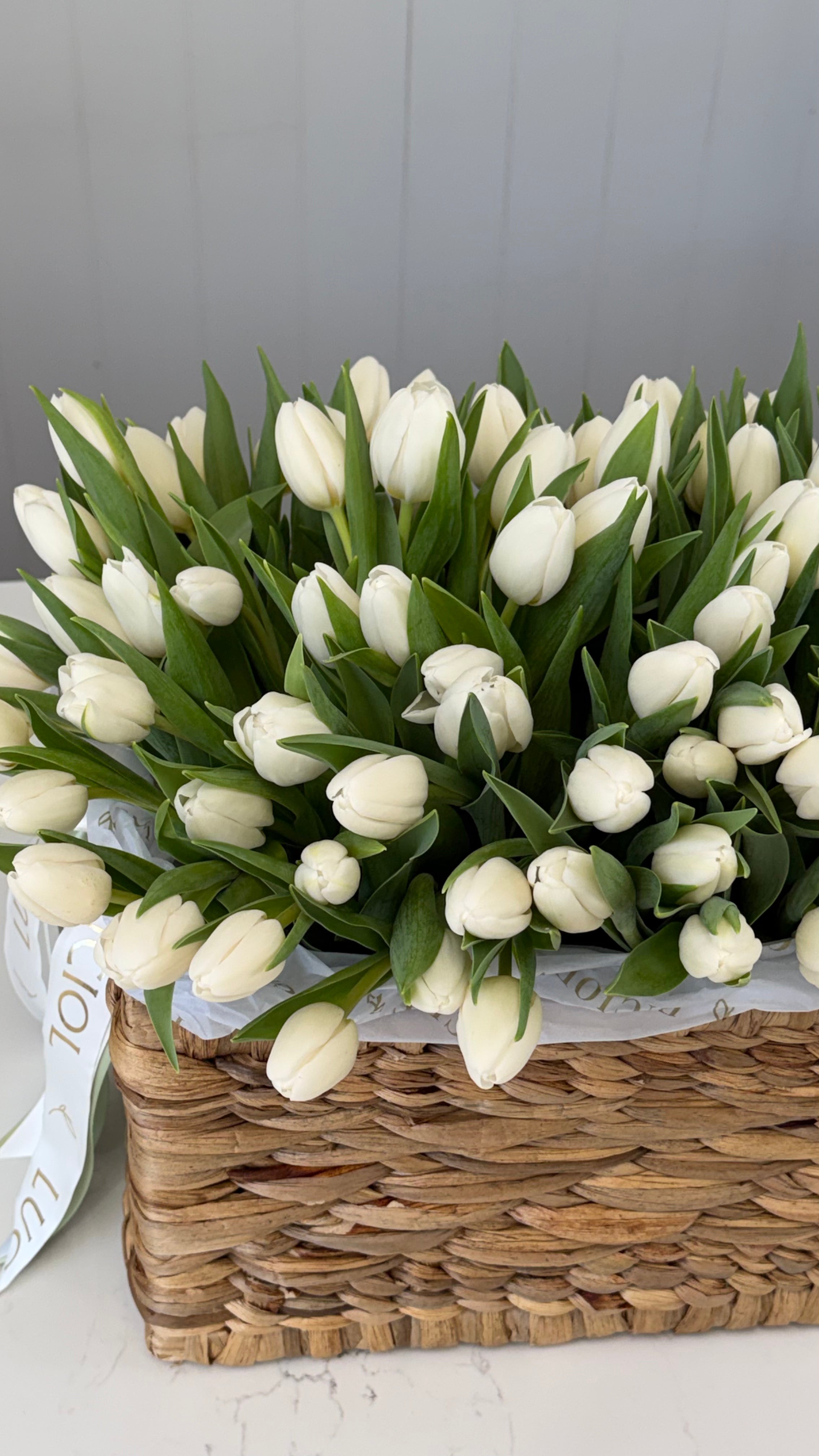 White Tulip Elegance Basket