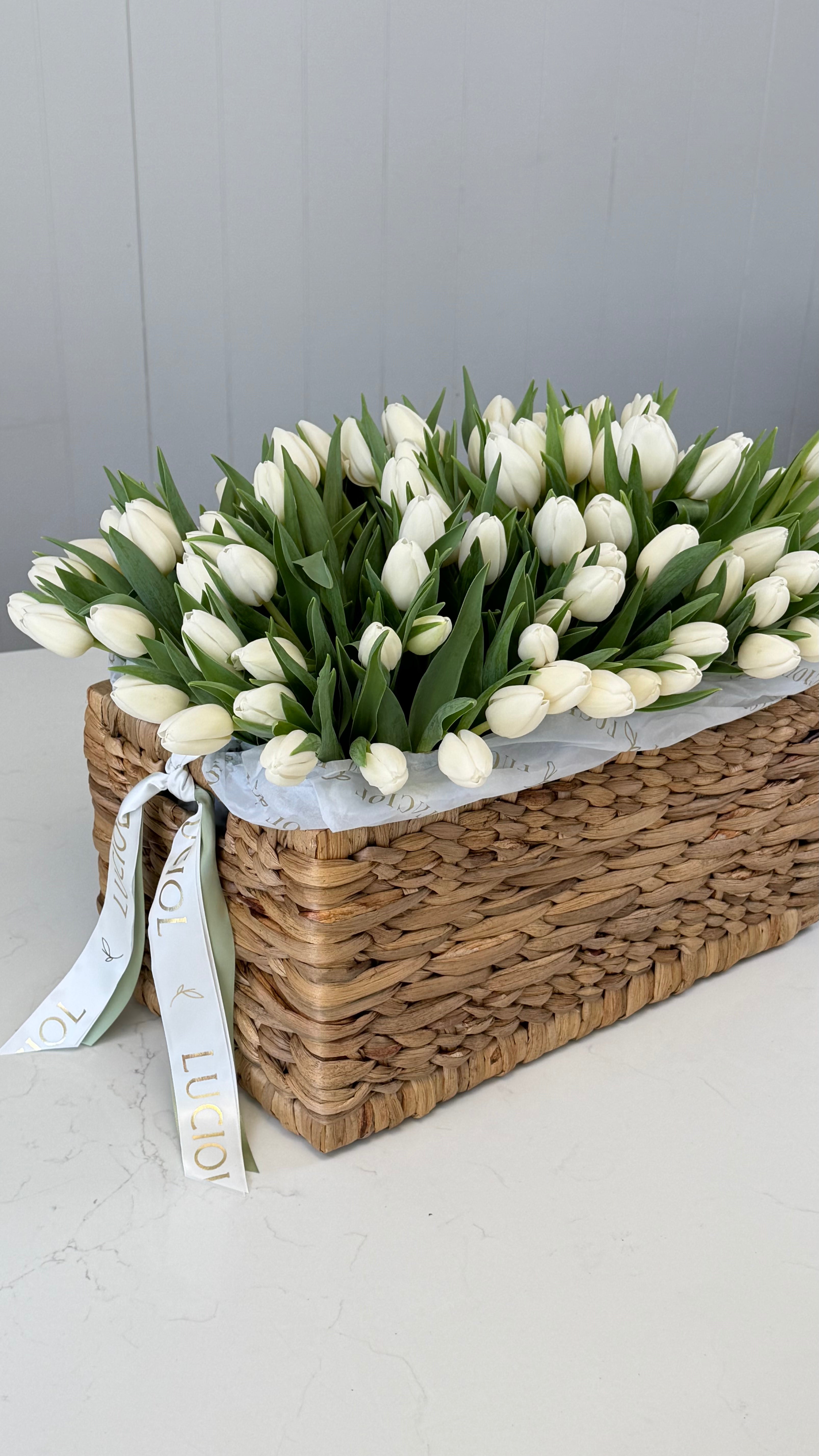 White Tulip Elegance Basket